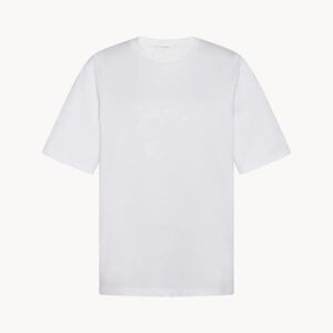The Row Chiara Cream Short Sleeve Tee with collar stain